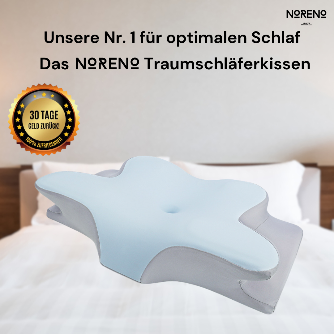 Blaues orthopädisches Traumschläferkissen für gesunden Schlaf und Nackenunterstützung - ideal für Rücken- und Seitenschläfer.